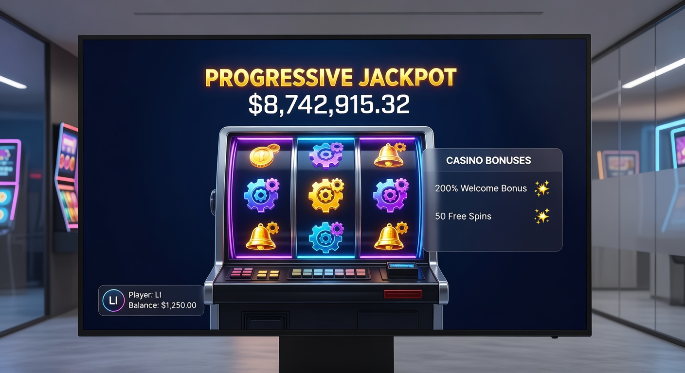Live dealer at a high-tech table dealing blackjack with progressive jackpot side bet glowing on screen, mobile phone in foreground showing slot wins