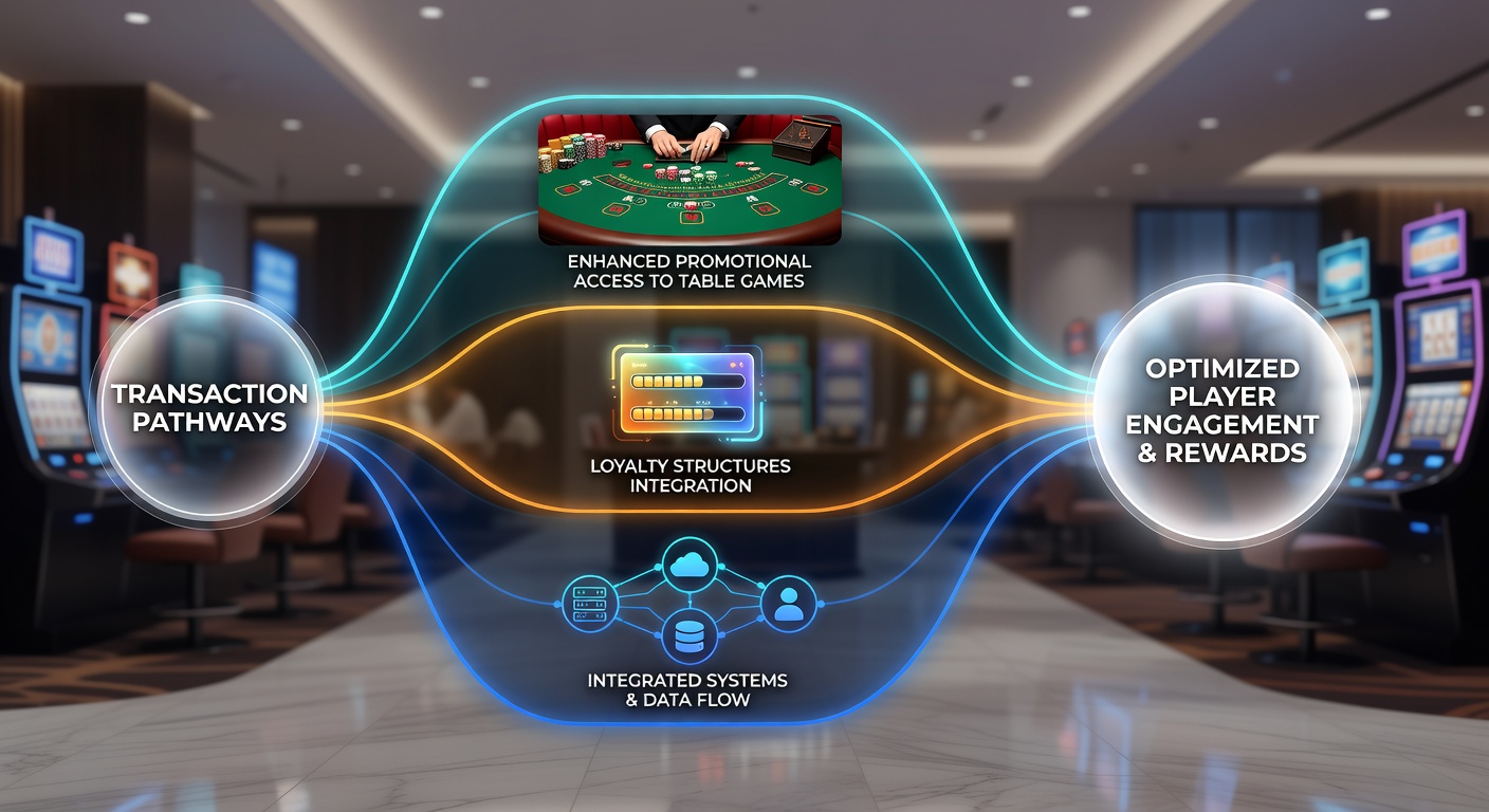 Flowchart illustrating loyalty point accumulation from table game wagers funded through integrated payment pathways