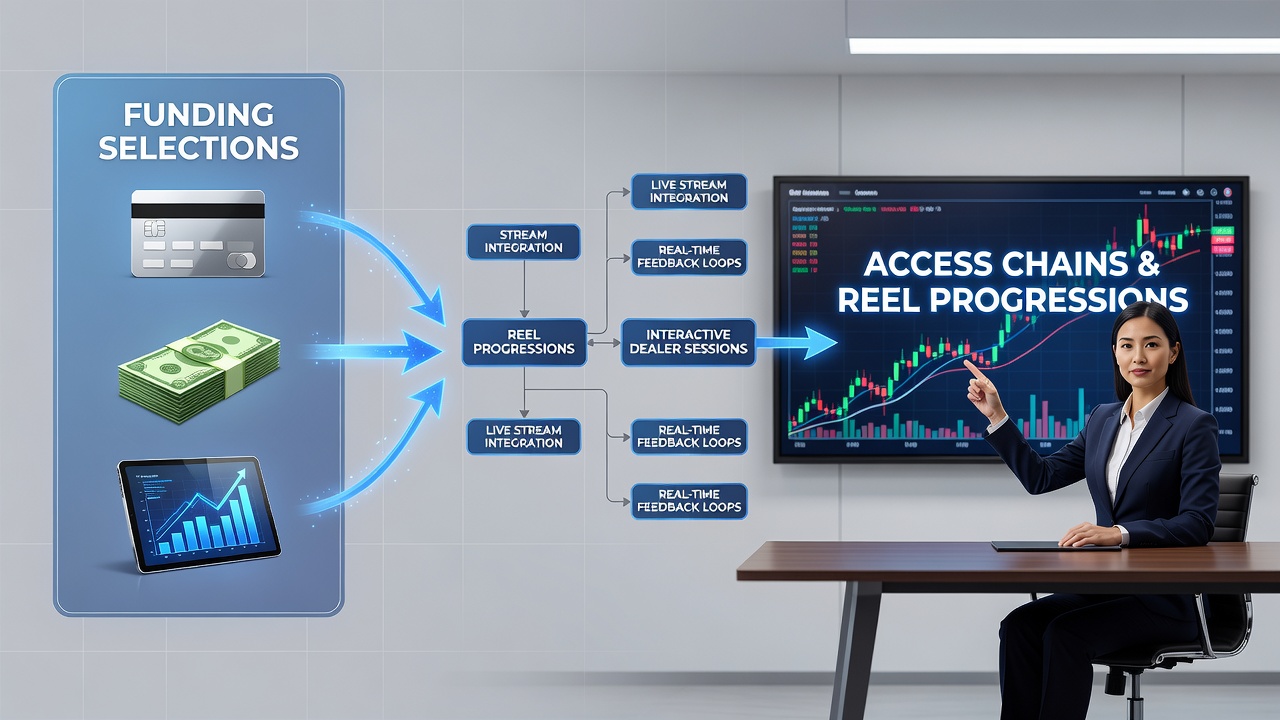 Flowchart illustrating how different funding methods connect slot progressions to live dealer access and loyalty tier upgrades