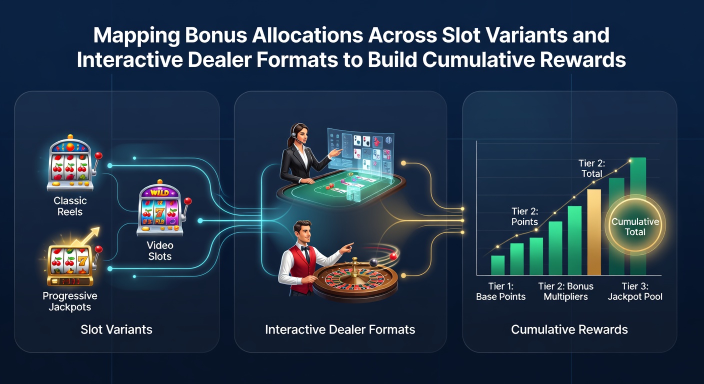 Diagram showing bonus allocation flows between slot variants and live dealer tables for cumulative rewards