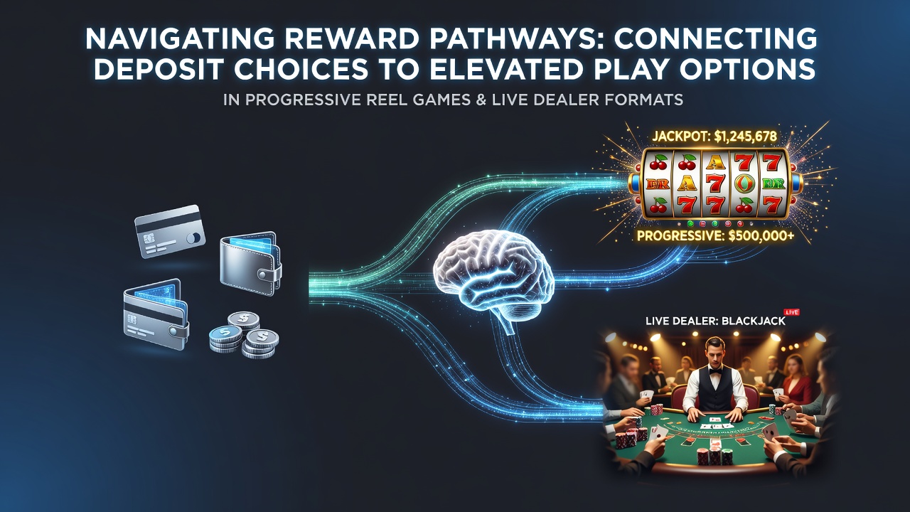 Diagram showing deposit flows linking to reward tiers in progressive slots and live dealer tables
