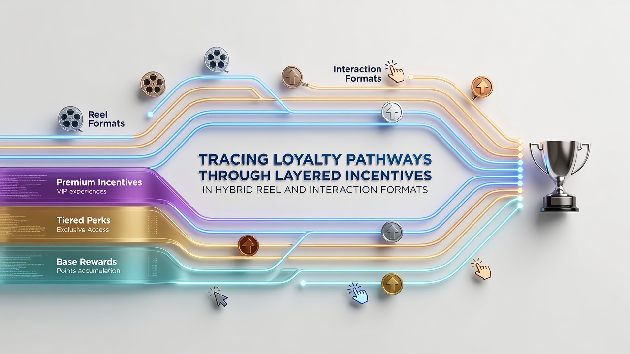 Diagram showing loyalty pathways connecting reel-based slots with live dealer interaction formats through layered bonus structures